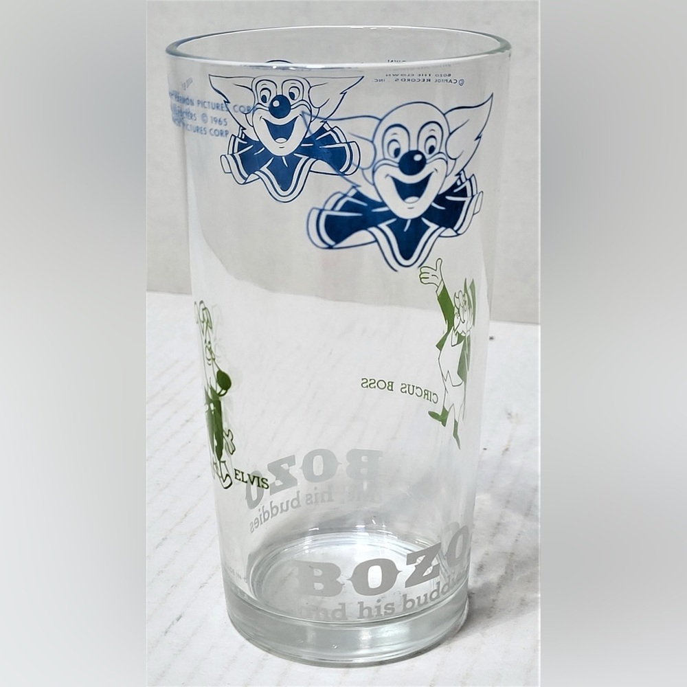Vintage Promo Glass Bozo The Clown 1965 Larry Harmon Rare color scheme